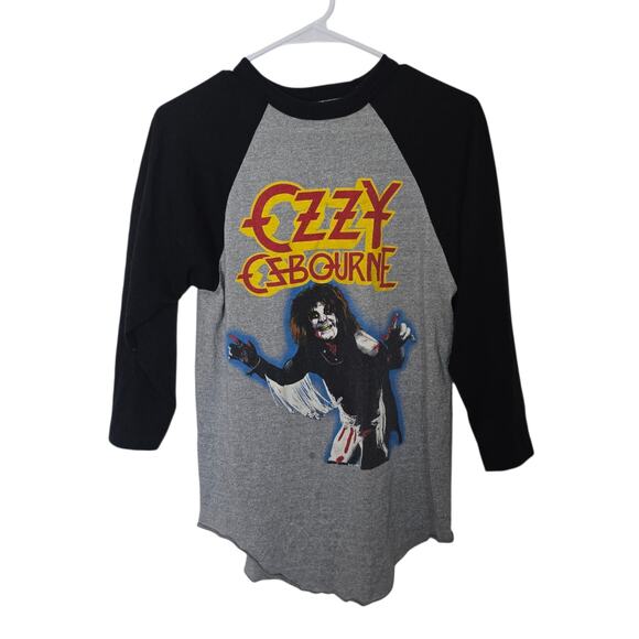Vintage 80s Ozzy Osbourne Diary of a Madman Raglan T-Shirt Concert Size Medium - Picture 1 of 5